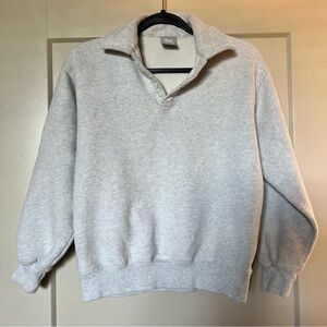 TNA Cozy Fleece Light Gray Pullover Sweater